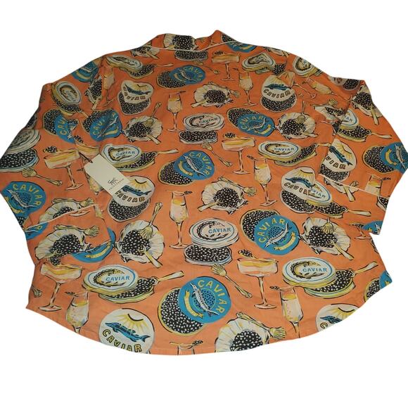 NEW PrintFresh Size L Champagne & Caviar PJ Top NWOT Pants Set Cotton Salmon - Picture 4 of 14